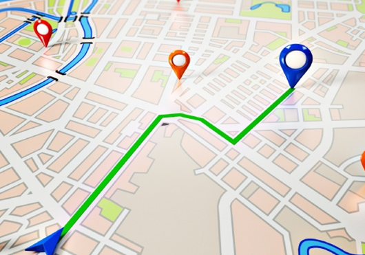 street map of lindsey's short route with Daisy, the white cane